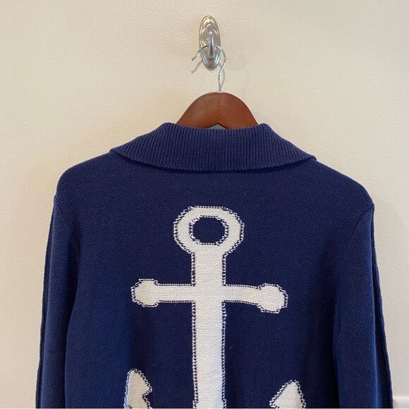 Tribal nautical cable cardigan in size 6 navy preppy - Picture 5 of 11
